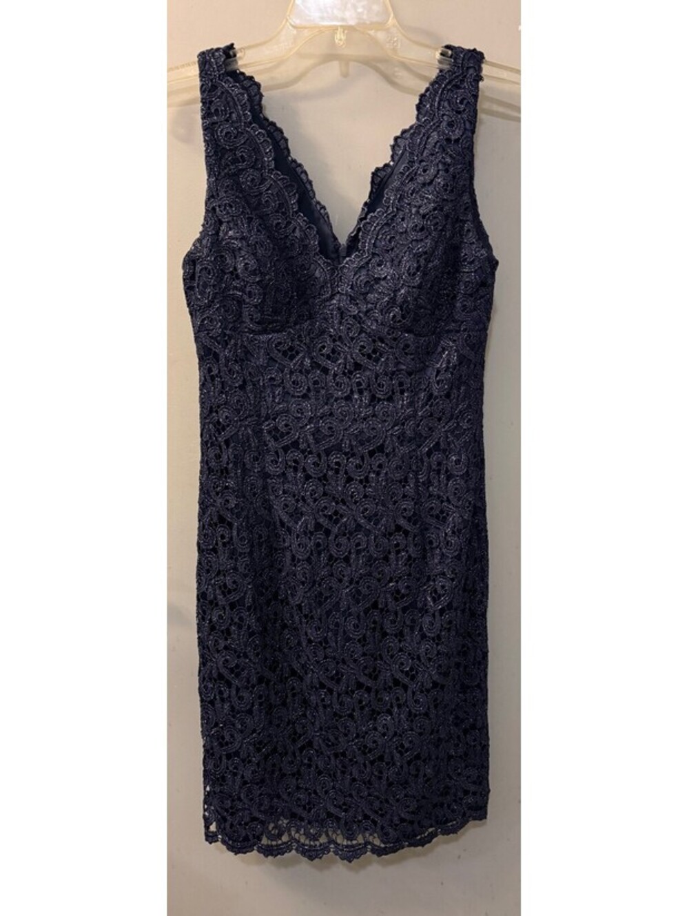 Adrianna Papell for E! Live From the Red Carpet Navy Metallic Lace Dress 6 - Picture 2 of 6